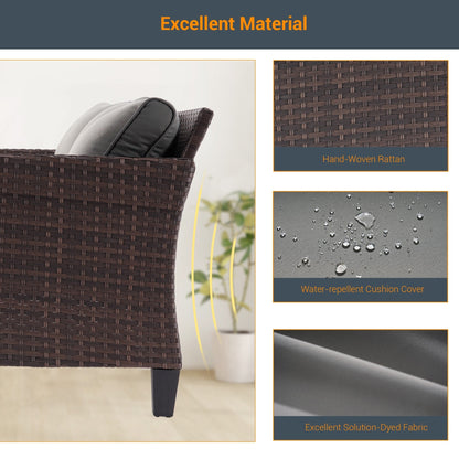 LIVOOSUN Set di mobili da giardino in rattan marrone da 5 pezzi, set di sedute con rivestimento