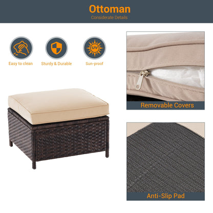 LIVOOSUN Set di mobili da giardino in rattan marrone da 5 pezzi, set di sedute con rivestimento