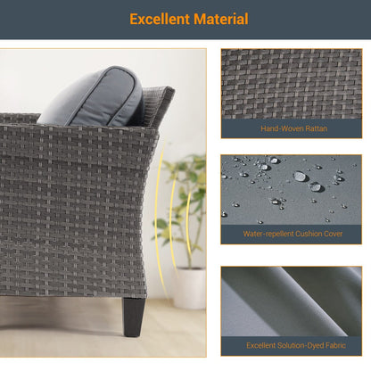 LIVOOSUN Set di 6 divani da esterno in rattan grigio per patio con tavolino da caffè