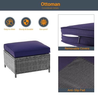 LIVOOSUN Set di 6 divani da esterno in rattan grigio per patio con tavolino da caffè