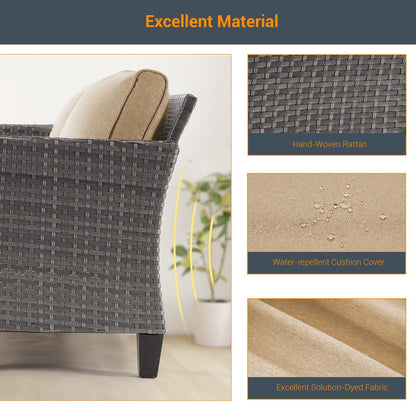 LIVOOSUN Set di 6 divani da esterno in rattan grigio per patio con tavolino da caffè