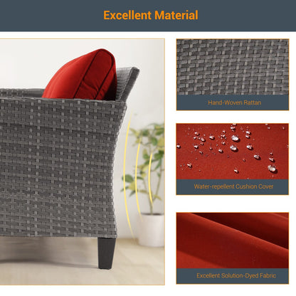 LIVOOSUN Set di 6 divani da esterno in rattan grigio per patio con tavolino da caffè