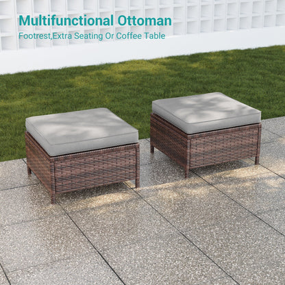 LIVOOSUN Set di 8 sedie a dondolo girevoli da giardino in vimini marrone