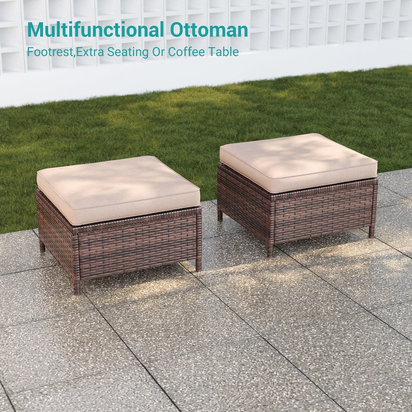 LIVOOSUN Set di 8 sedie a dondolo girevoli da giardino in vimini marrone