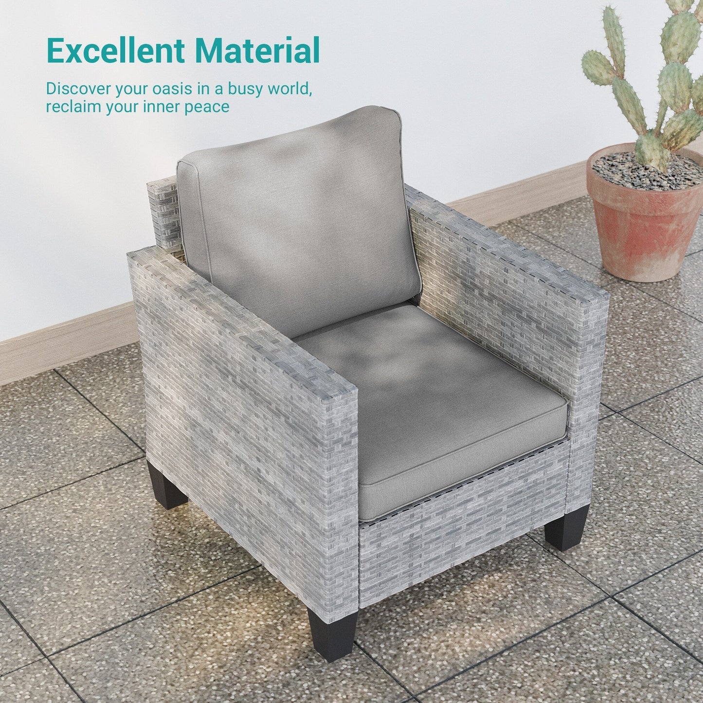 LIVOOSUN Set di 8 sedie a dondolo girevoli da giardino in vimini marrone