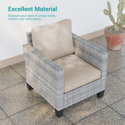 LIVOOSUN Set di 8 sedie a dondolo girevoli da giardino in vimini marrone