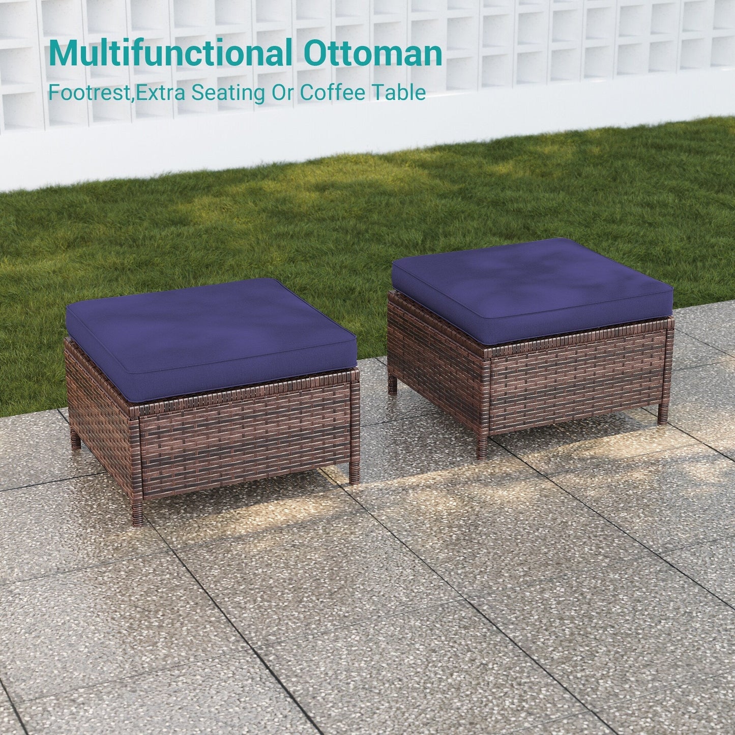 LIVOOSUN Set di 8 sedie a dondolo girevoli da giardino in vimini marrone