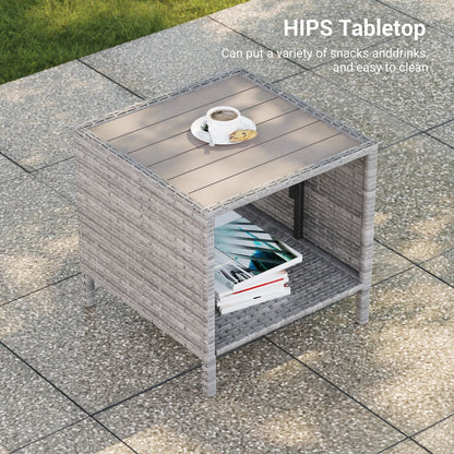 LIVOOSUN Set di 9 divani da giardino in vimini grigio PE con tavolo e pouf per mobili da esterno