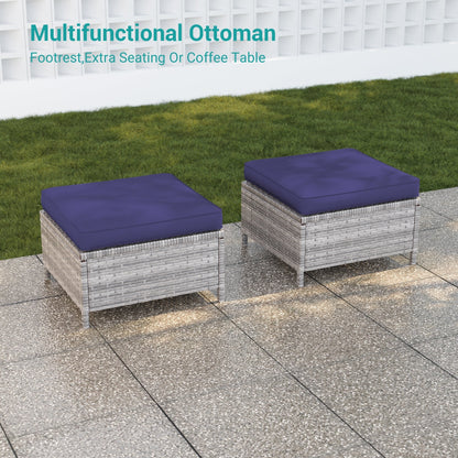 LIVOOSUN Set di 9 divani da giardino in vimini grigio PE con tavolo e pouf per mobili da esterno