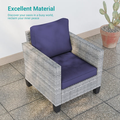 LIVOOSUN Set di 9 divani da giardino in vimini grigio PE con tavolo e pouf per mobili da esterno