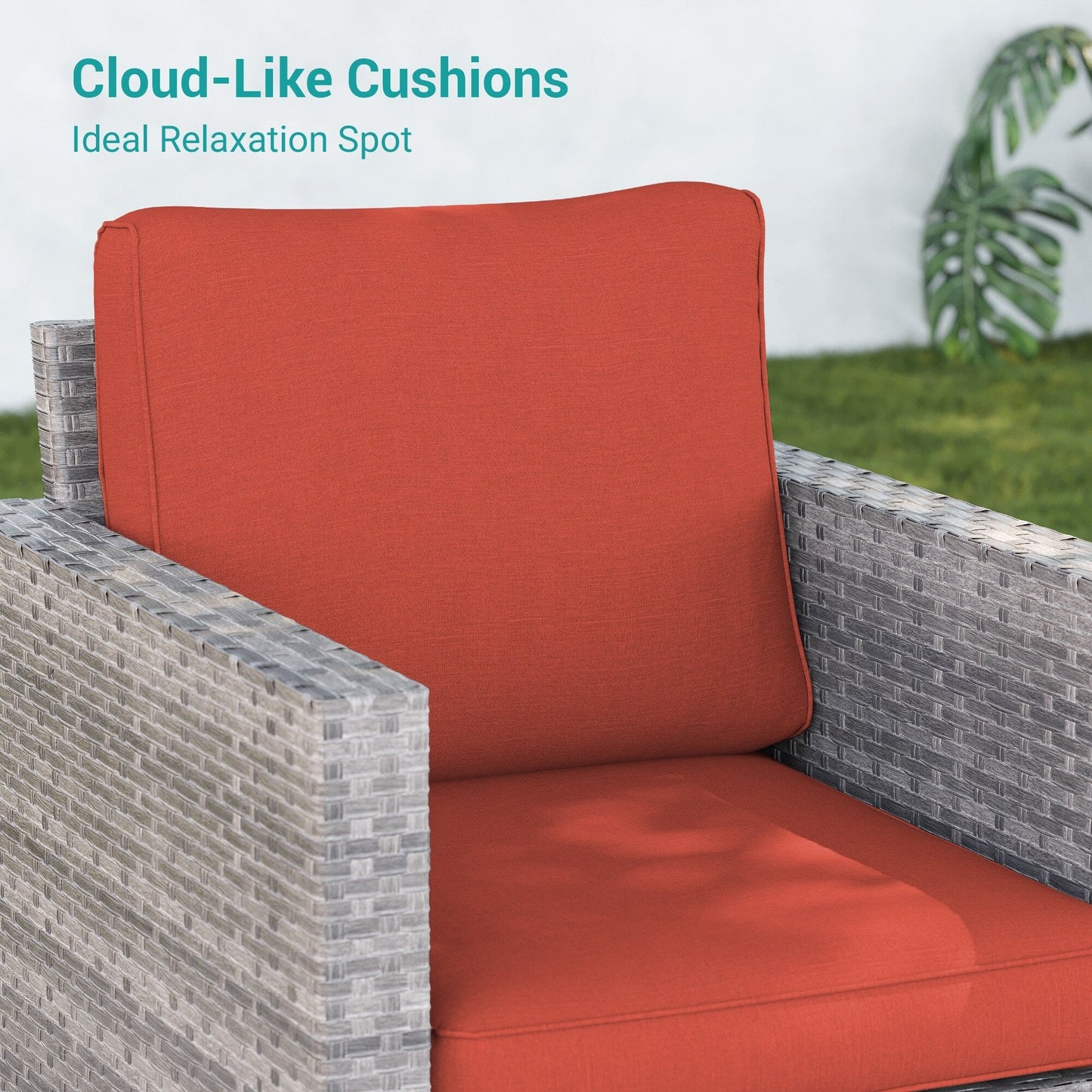 LIVOOSUN Set di 9 divani da giardino in vimini grigio PE con tavolo e pouf per mobili da esterno