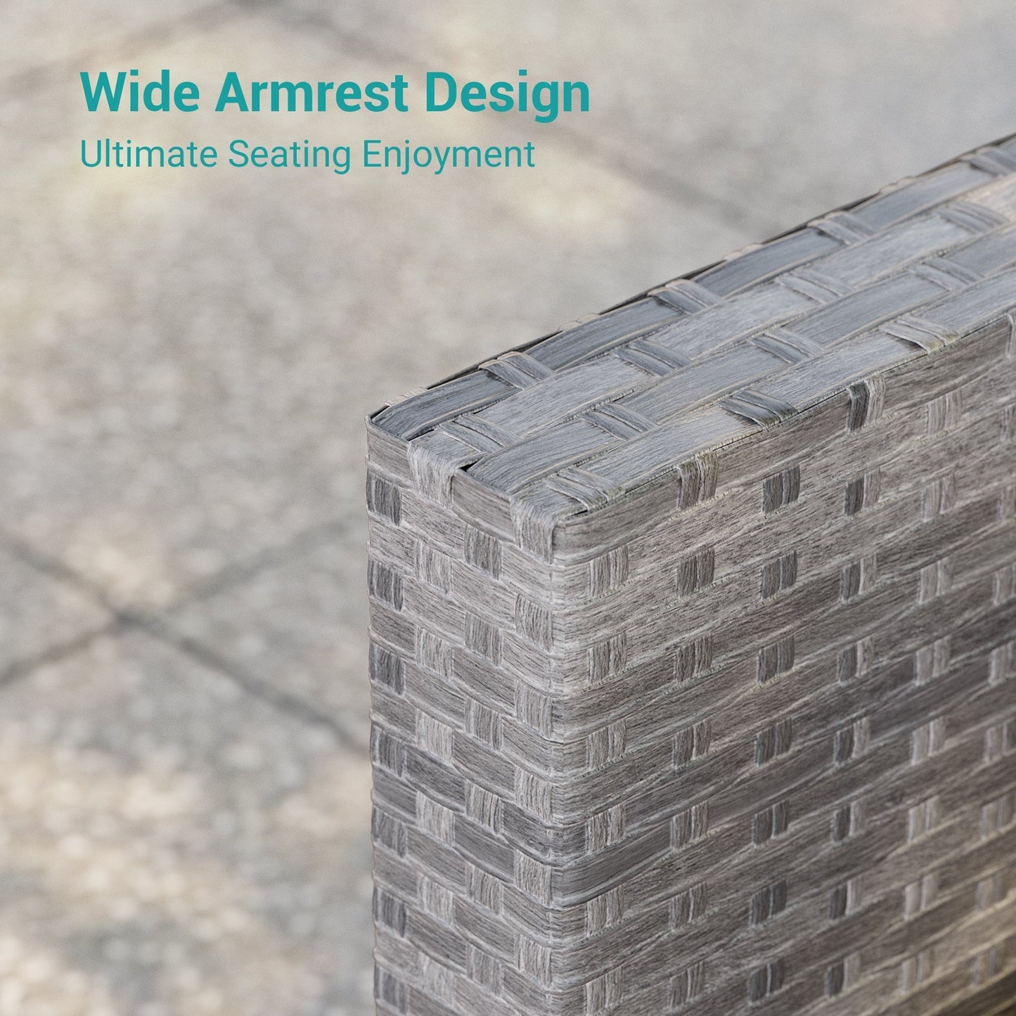 LIVOOSUN Set di 9 divani da giardino in vimini grigio PE con tavolo e pouf per mobili da esterno