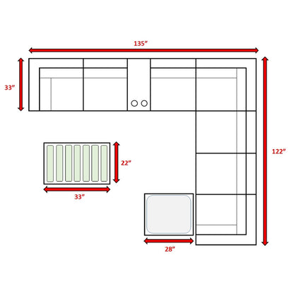 Gruppo di sedute componibili LSI da 10 pezzi