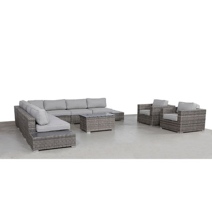 Gruppo di sedute componibili in rattan LSI da 12 pezzi con cuscini