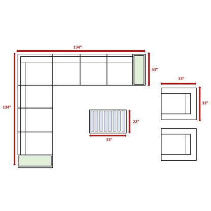 Gruppo di sedute componibili in rattan LSI da 12 pezzi con cuscini