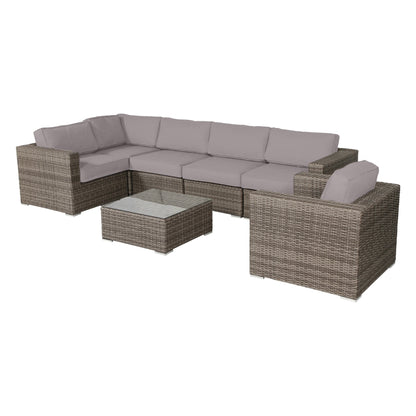 Gruppo di sedute componibili LSI in rattan Sunbrella da 7 pezzi con cuscini