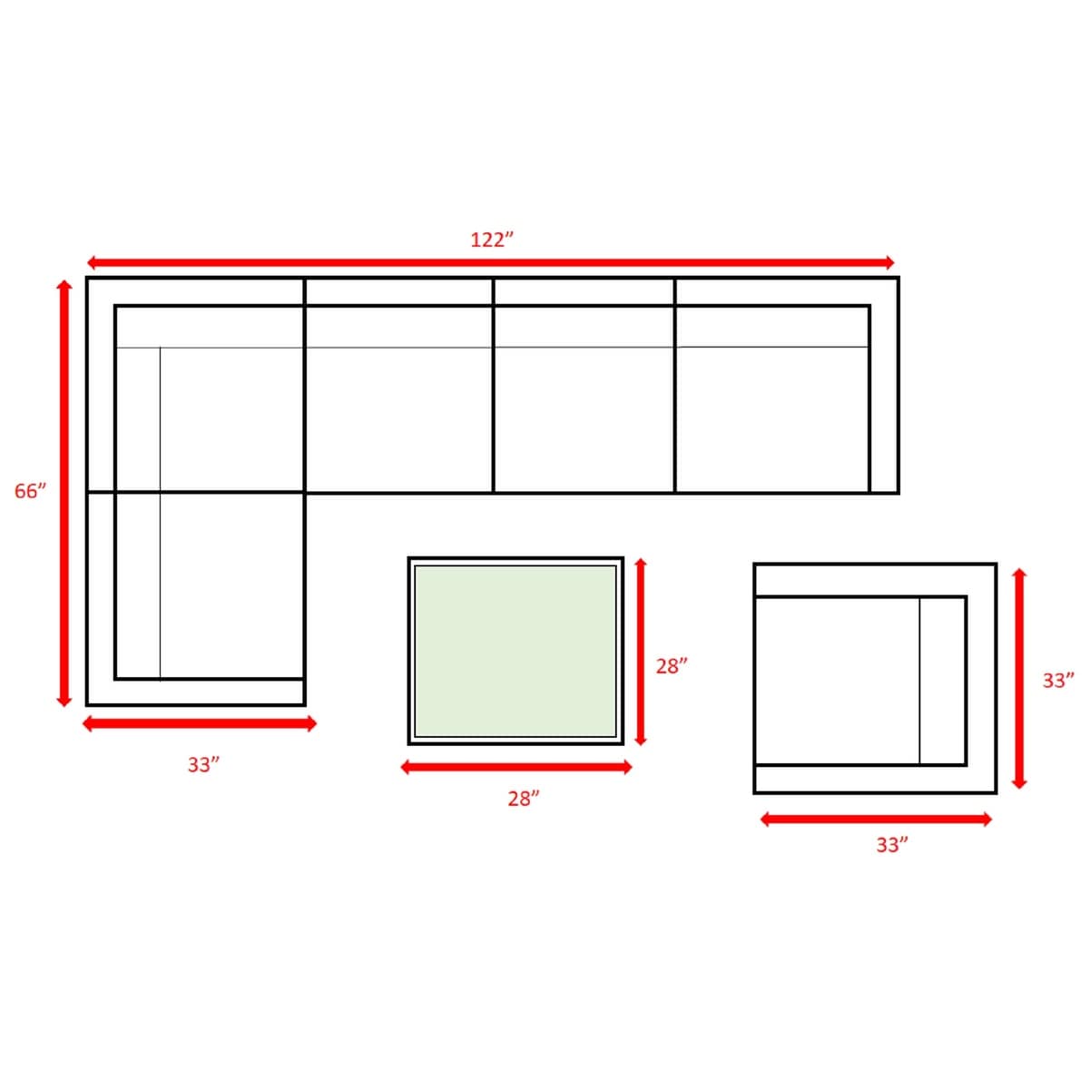 Gruppo di sedute componibili LSI in rattan Sunbrella da 7 pezzi con cuscini