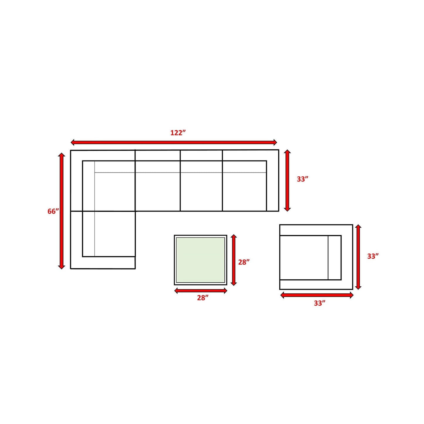 Gruppo di sedute componibili LSI in rattan Sunbrella da 7 pezzi con cuscini