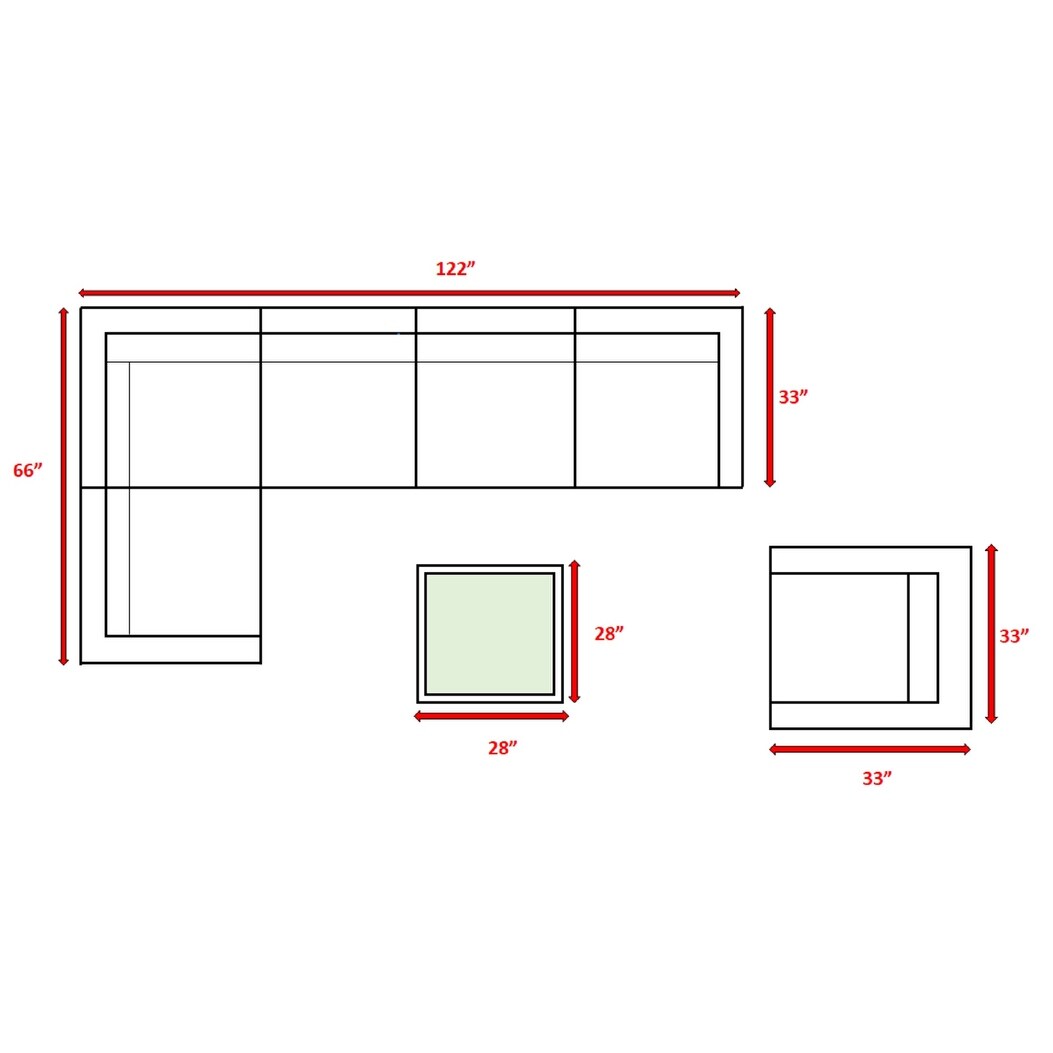 Gruppo di sedute componibili LSI in rattan Sunbrella da 7 pezzi con cuscini