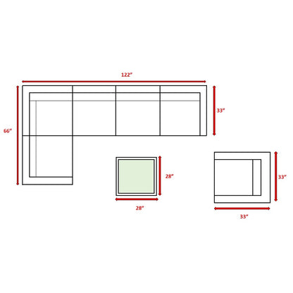 Gruppo di sedute componibili LSI in rattan Sunbrella da 7 pezzi con cuscini