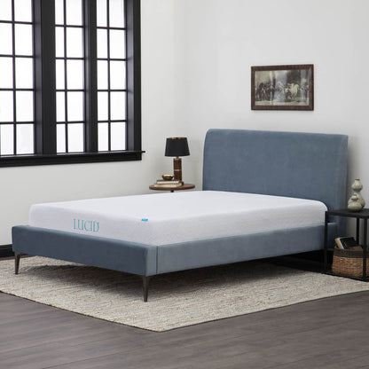 Materasso in memory foam gel LUCID da 10 pollici per letto matrimoniale con set di lenzuola in Tencel