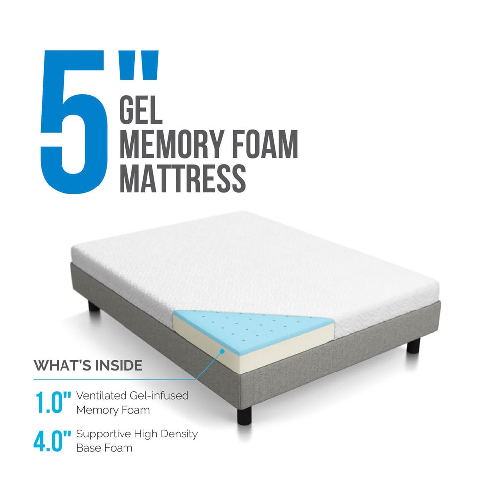 Materasso in memory foam Lucid da 5 pollici con protezione impermeabile