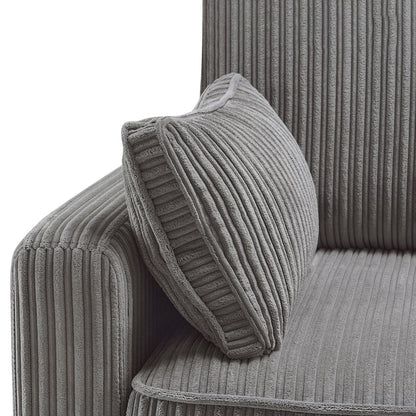 Divano moderno a 3 posti in velluto a coste LUE BONA 81, divano rettangolare imbottito in poliestere con base in legno per soggiorno