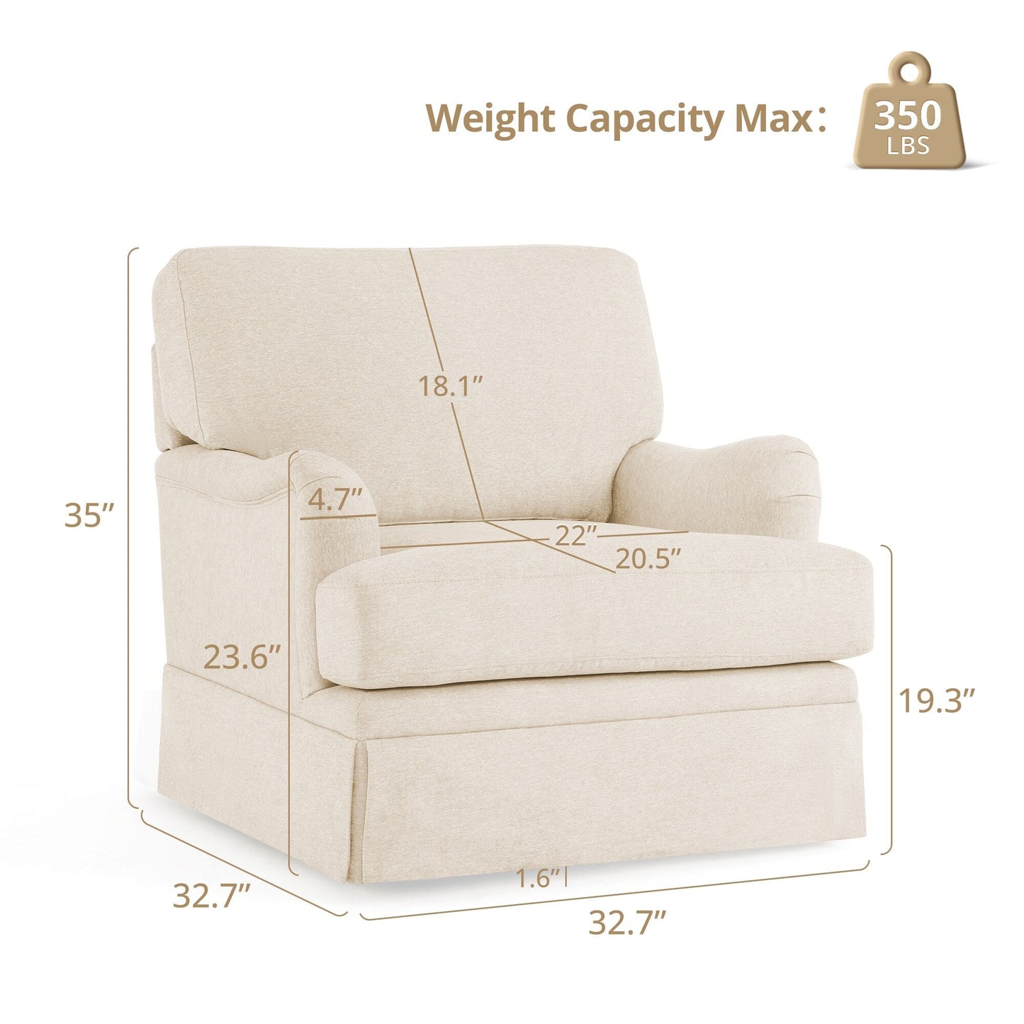 Poltrona girevole in tessuto con divano singolo LUE BONA, poltrona singola per soggiorno