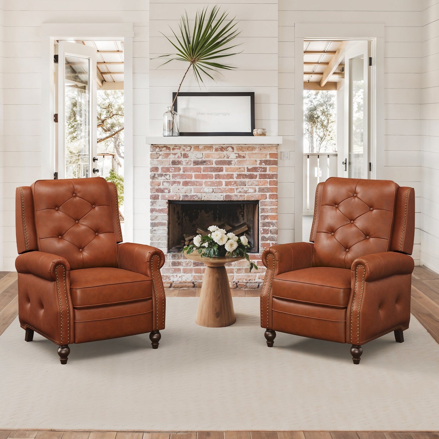 Poltrona reclinabile in pelle LUE BONA, set di 2 poltrone per soggiorno