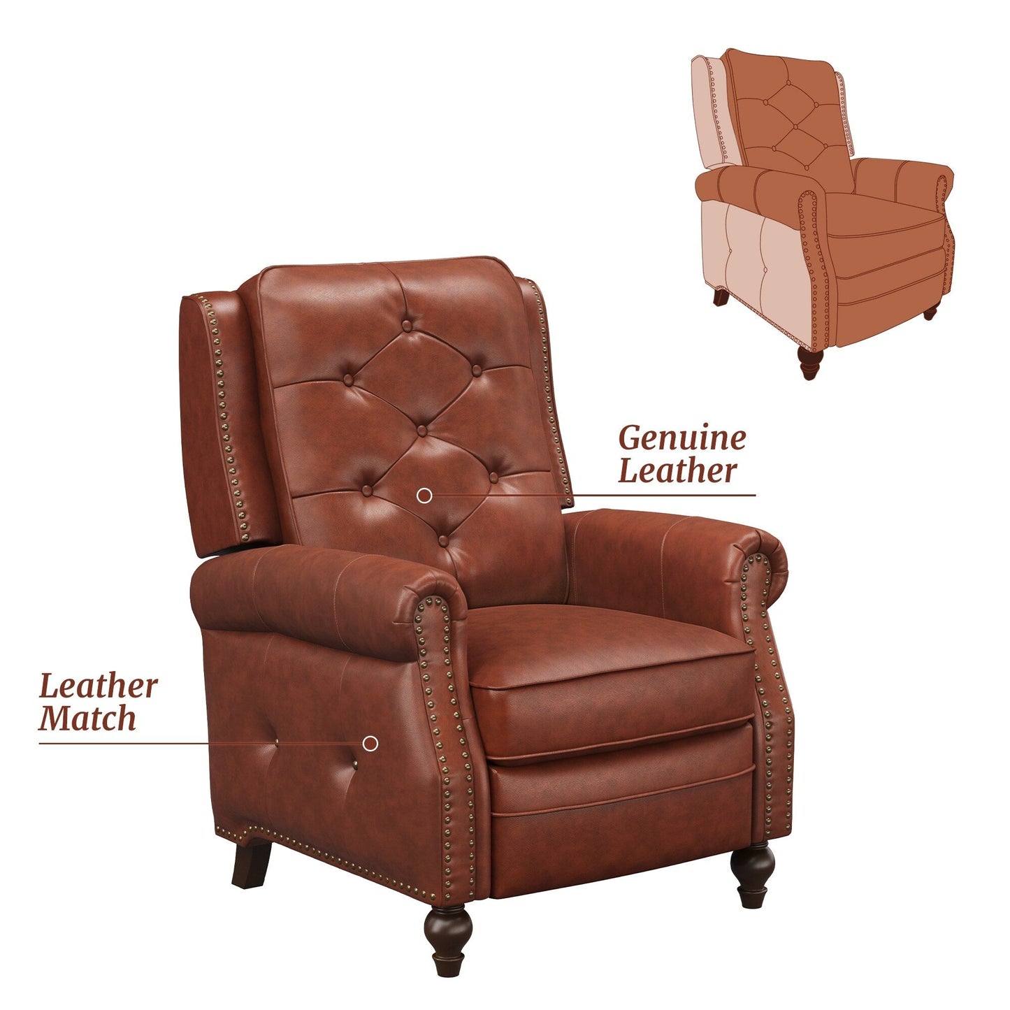 Poltrona reclinabile in pelle LUE BONA, set di 2 poltrone per soggiorno