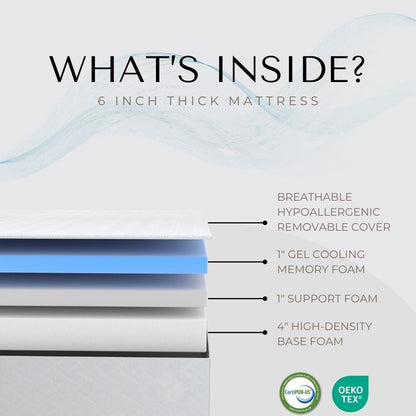 Materasso in memory foam L'Baiet 6 Gel / Letto in una scatola / Medio-rigido / Tecnologia Comfort traspirante con gel rinfrescante