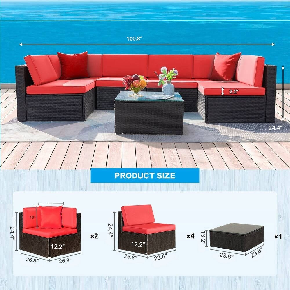 Lacoo 7 pezzi divano componibile da esterno in vimini e rattan set da conversazione