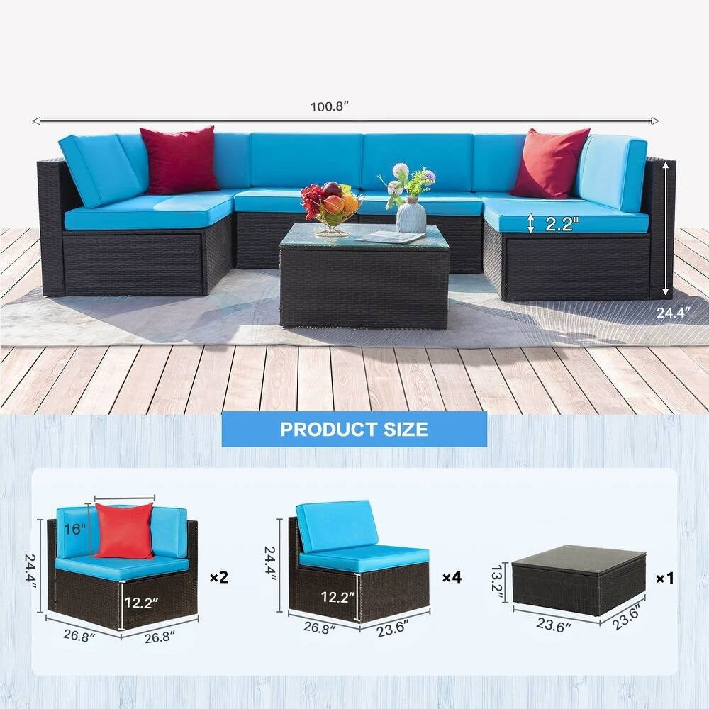 Lacoo 7 pezzi divano componibile da esterno in vimini e rattan set da conversazione