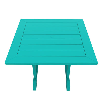 Polytrends Laguna Hdpe Set da pranzo per esterni, adatto a tutte le stagioni, con tavolo quadrato e poltrone (set da 5 pezzi)