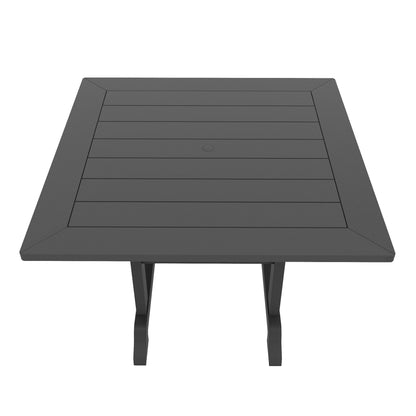 Polytrends Laguna Hdpe Set da pranzo per esterni, adatto a tutte le stagioni, con tavolo quadrato e poltrone (set da 5 pezzi)