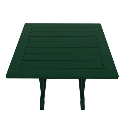 Polytrends Laguna Hdpe Set da pranzo per esterni, adatto a tutte le stagioni, con tavolo quadrato e poltrone (set da 5 pezzi)