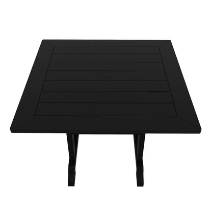 Polytrends Laguna Hdpe Set da pranzo per esterni, adatto a tutte le stagioni, con tavolo quadrato e poltrone (set da 5 pezzi)