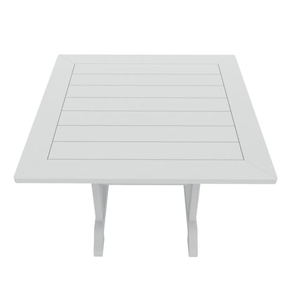 Polytrends Laguna Hdpe Set da pranzo per esterni, adatto a tutte le stagioni, con tavolo quadrato e poltrone (set da 5 pezzi)