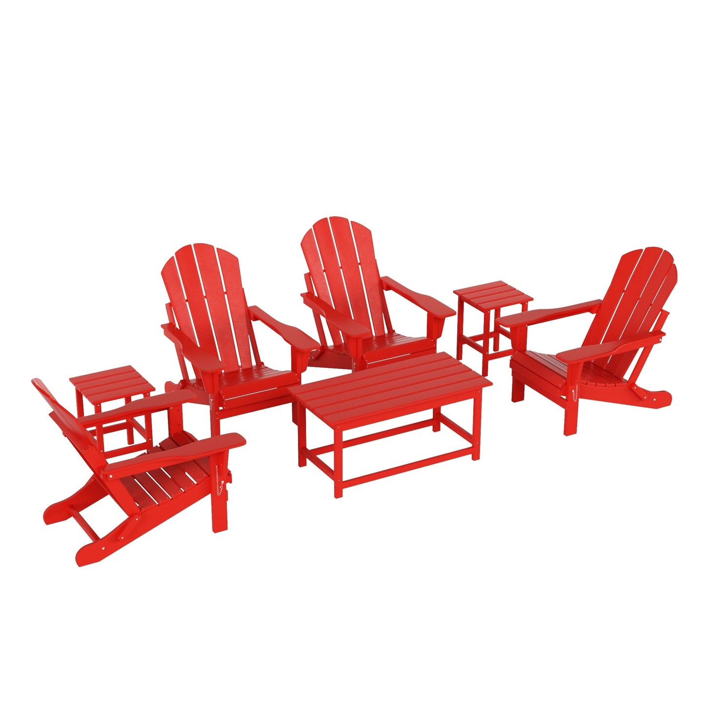 Polytrends Laguna Hdpe All Weather Patio Outdoor Pieghevole Adirondack Set da conversazione (Set da 7 pezzi)