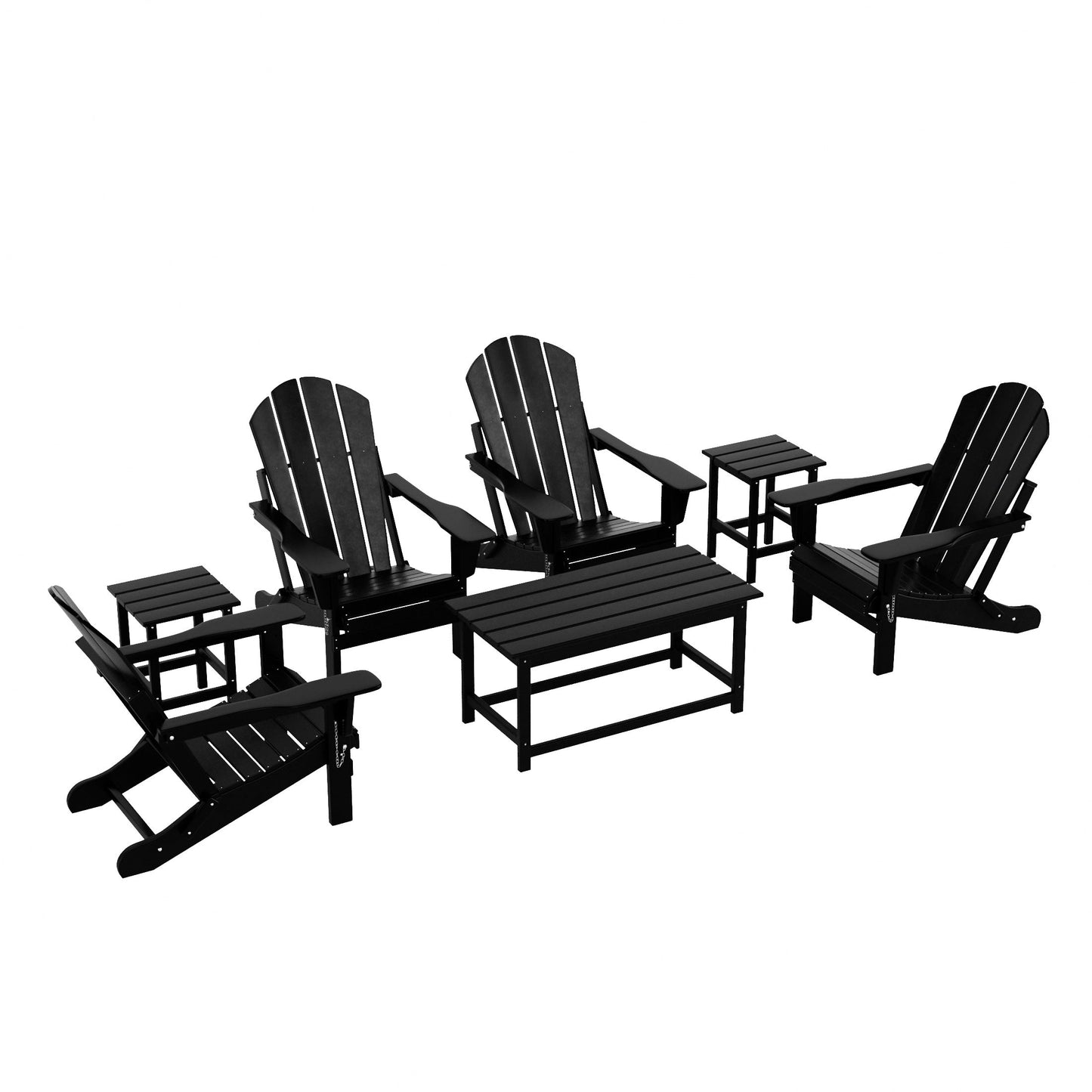 Polytrends Laguna Hdpe All Weather Patio Outdoor Pieghevole Adirondack Set da conversazione (Set da 7 pezzi)