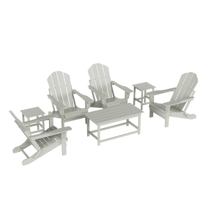 Polytrends Laguna Hdpe All Weather Patio Outdoor Pieghevole Adirondack Set da conversazione (Set da 7 pezzi)