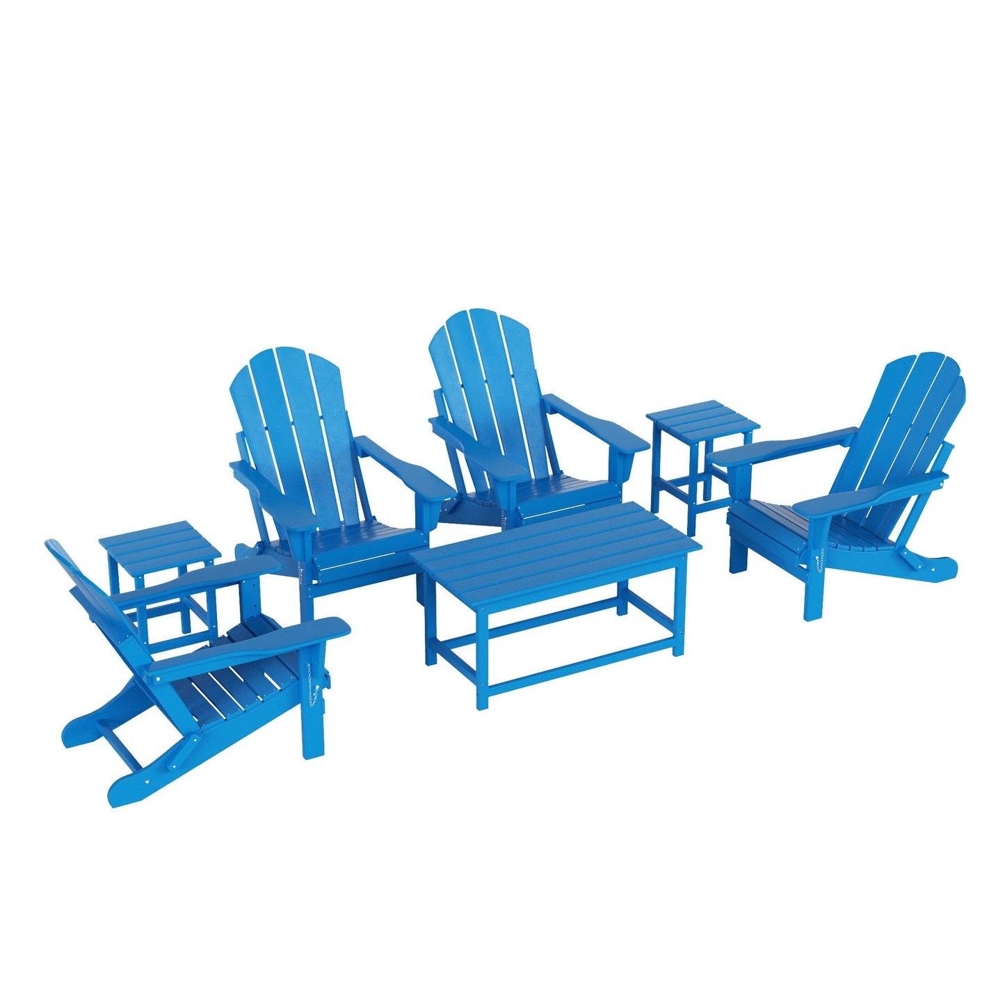 Polytrends Laguna Hdpe All Weather Patio Outdoor Pieghevole Adirondack Set da conversazione (Set da 7 pezzi)