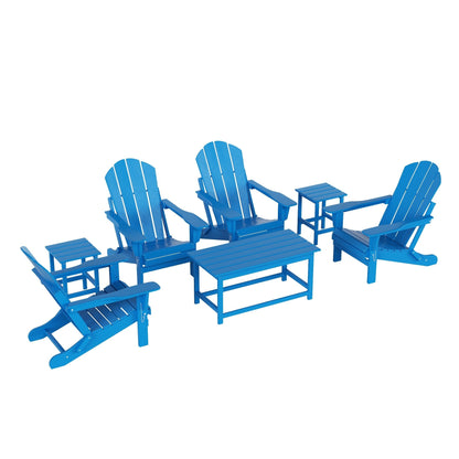 Polytrends Laguna Hdpe All Weather Patio Outdoor Pieghevole Adirondack Set da conversazione (Set da 7 pezzi)