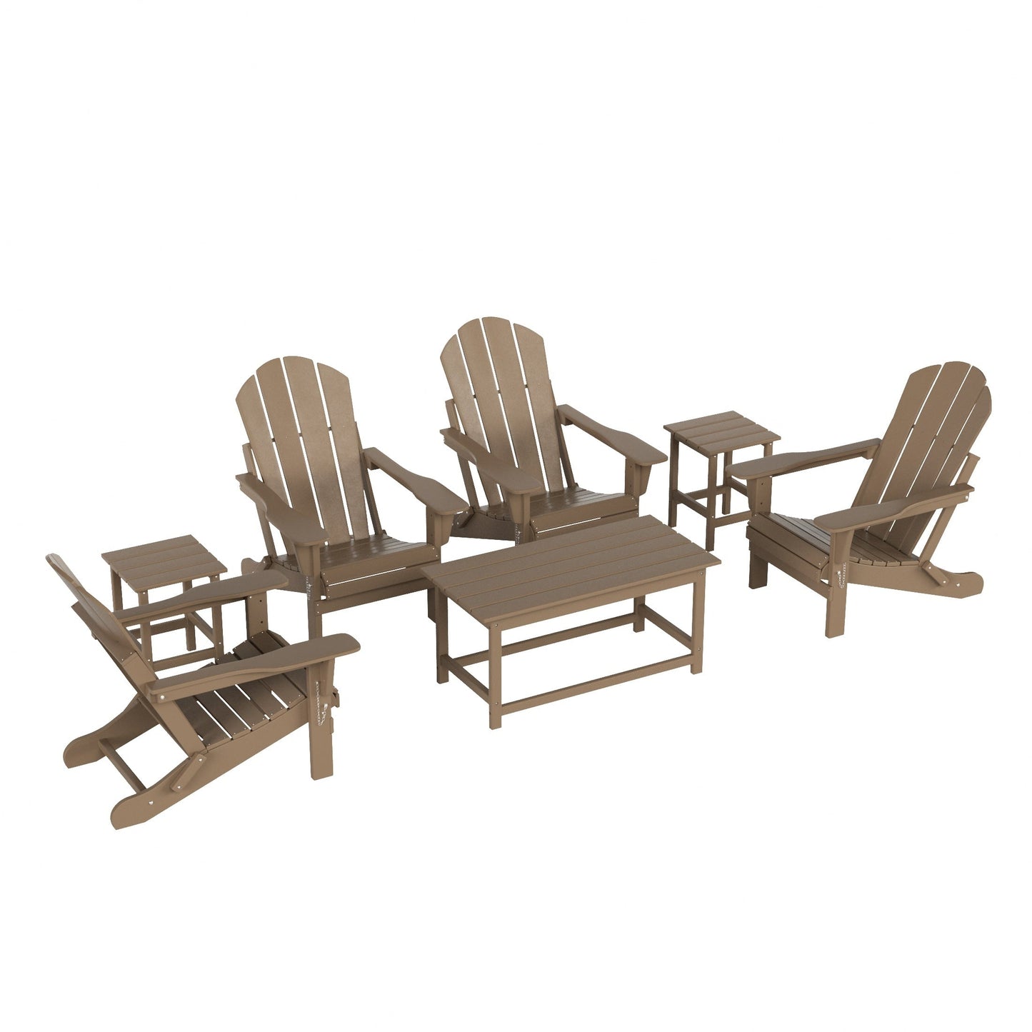 Polytrends Laguna Hdpe All Weather Patio Outdoor Pieghevole Adirondack Set da conversazione (Set da 7 pezzi)