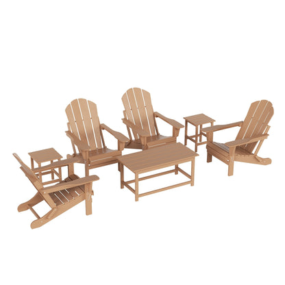 Polytrends Laguna Hdpe All Weather Patio Outdoor Pieghevole Adirondack Set da conversazione (Set da 7 pezzi)