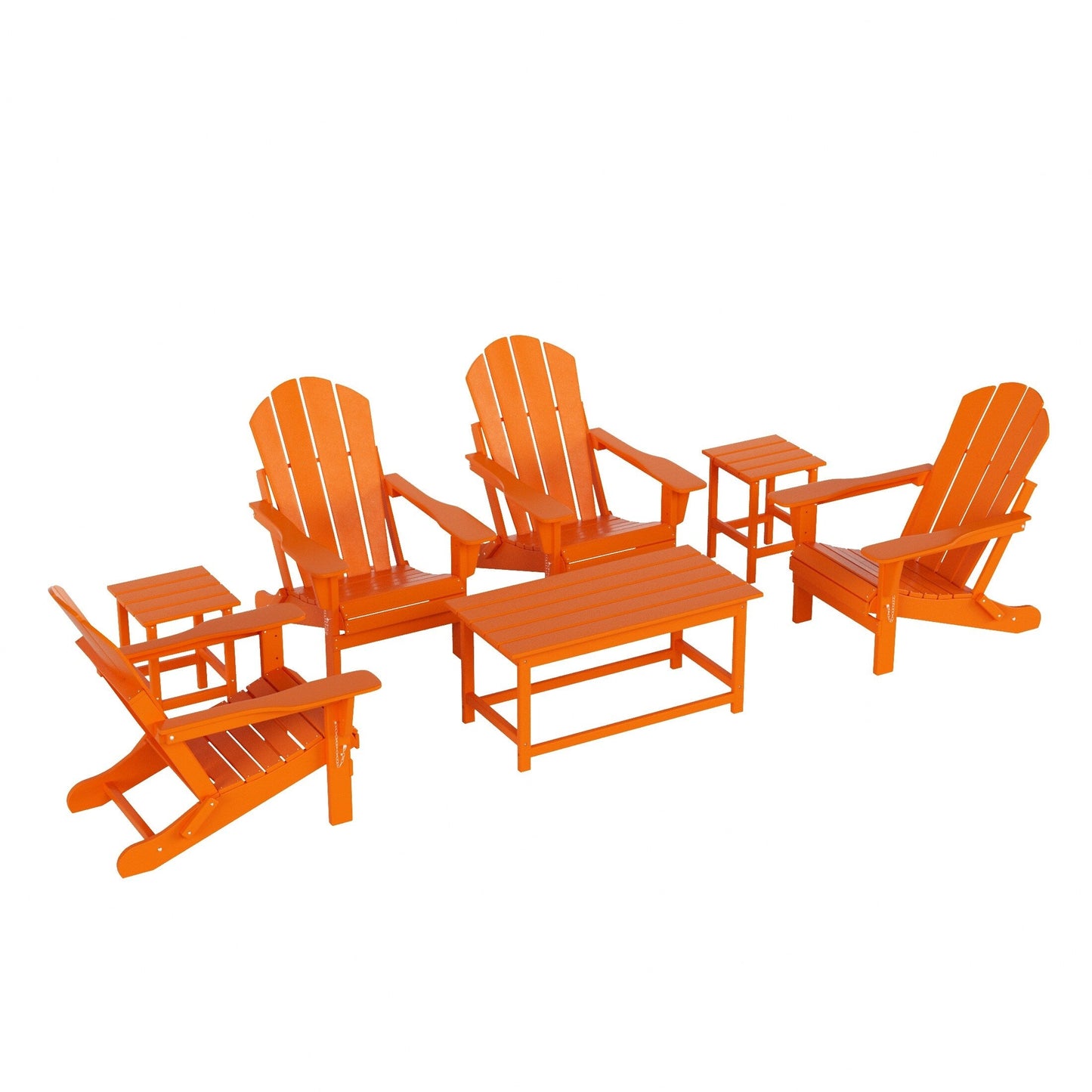 Polytrends Laguna Hdpe All Weather Patio Outdoor Pieghevole Adirondack Set da conversazione (Set da 7 pezzi)