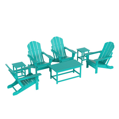 Polytrends Laguna Hdpe All Weather Patio Outdoor Pieghevole Adirondack Set da conversazione (Set da 7 pezzi)