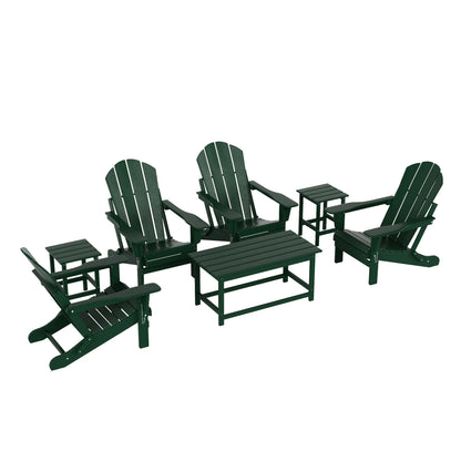 Polytrends Laguna Hdpe All Weather Patio Outdoor Pieghevole Adirondack Set da conversazione (Set da 7 pezzi)