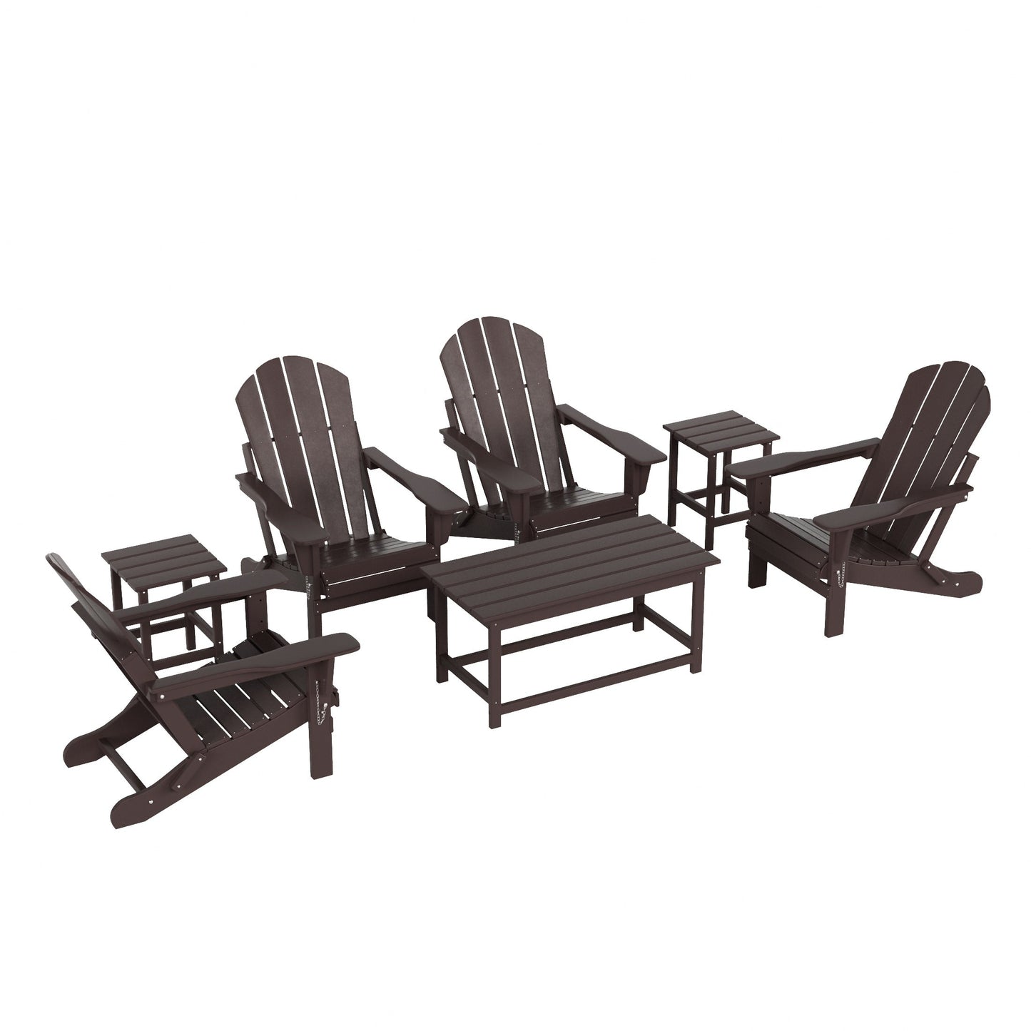 Polytrends Laguna Hdpe All Weather Patio Outdoor Pieghevole Adirondack Set da conversazione (Set da 7 pezzi)