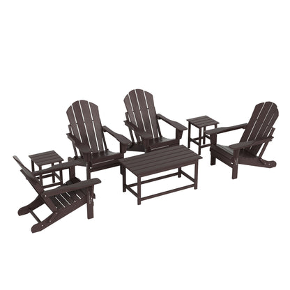 Polytrends Laguna Hdpe All Weather Patio Outdoor Pieghevole Adirondack Set da conversazione (Set da 7 pezzi)